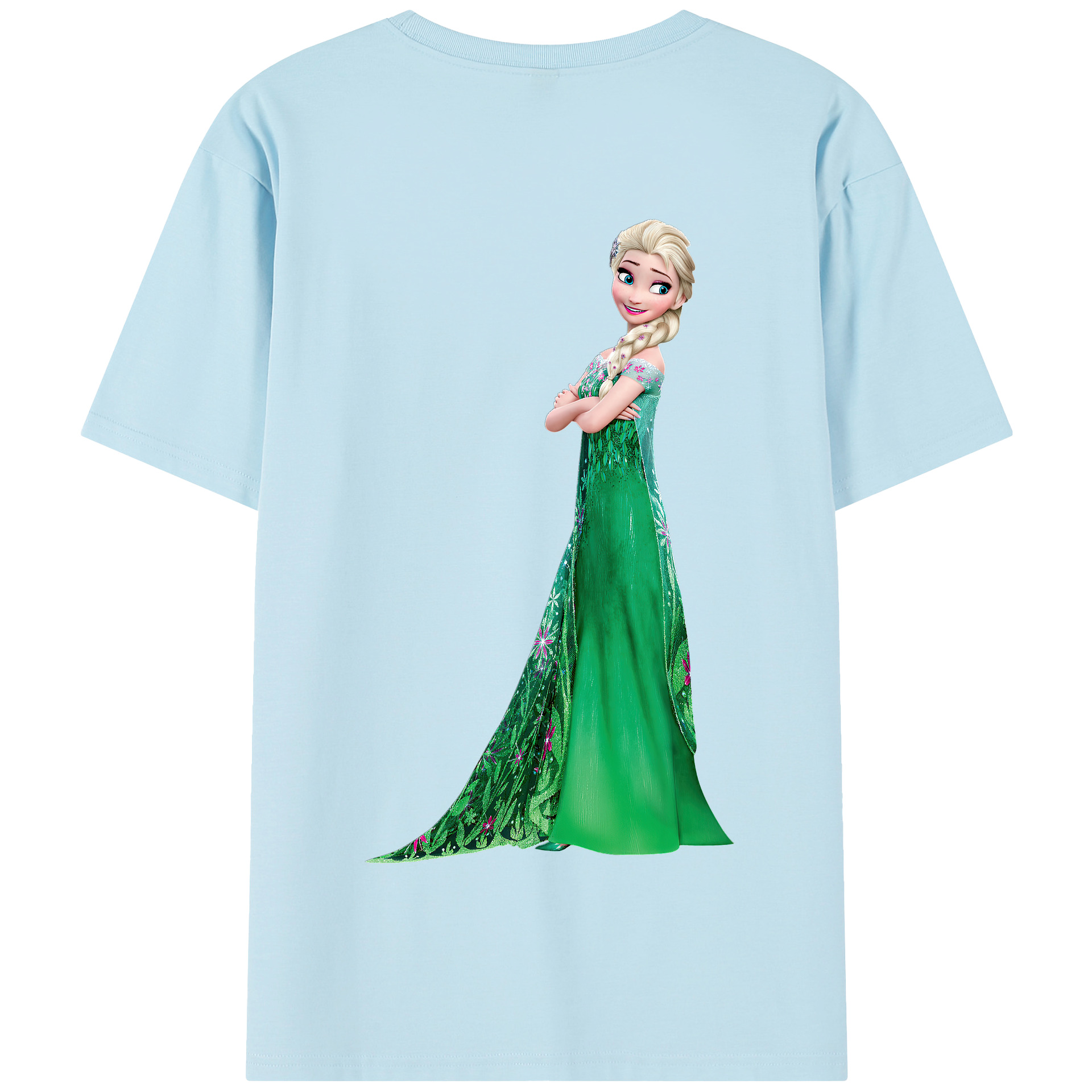 （画像用） アナと雪の女王 アンナ エルサ Frozen Anna Elsa 綿100％半袖Tシャツ（背面プリント）